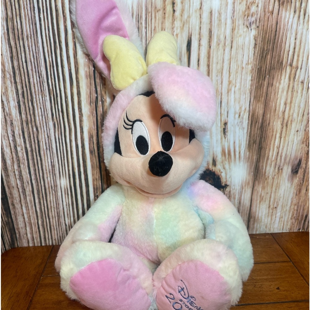 Disney Store 2020 Minnie Mouse Easter Bunny Stuffed Animal Tie Dye Pastel Spring